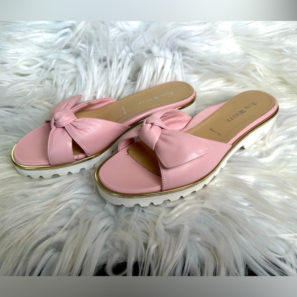 Ron White Pink Leather 🎀 Sandals -39